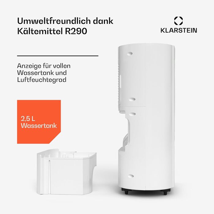 Klarstein AeroDry Smart 12l: Електричний осушувач повітря 12 л/день, WiFi, керування через додаток, білий
