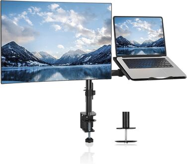 Підставка для монітора Suptek, 2 монітори, для LCD/LED екранів 13-27 дюймів, з кріпленням для ноутбука (MD6432TP004)