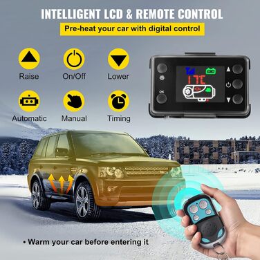 Автономний дизельний опалювач VEVOR 12V 8kW з LCD-дисплеєм та пультом дистанційного керування, 0.16-0.62 л/год, дизельний опалювач для автомобіля