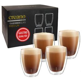 Набір подвійних склянок Creano PREMIUM 400 мл, 6 шт. — термостійке скло з GastroSeal, підходить для посудомийки, гастрономічна якість