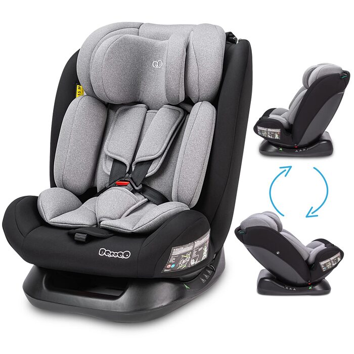 Дитяче автокрісло Booboo Safety London i-Size Reboarder 40-150 см, без Isofix, чорний/сірий