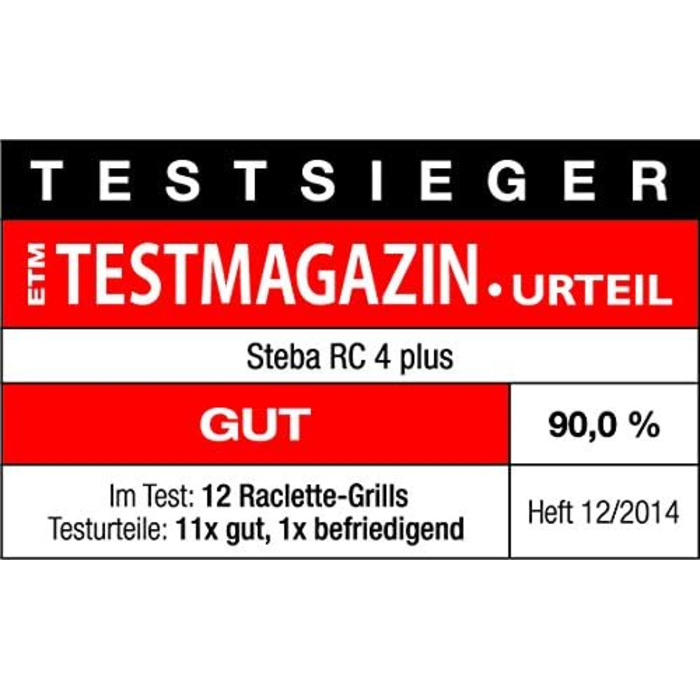 Раклетниця Steba RC 4 Plus Deluxe з антипригарною литою та натуральною кам'яною плитою, 8 емальованих лотків, 29x29 см, виробництво Німеччина