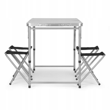 Туристичний стіл Bauerkraft 120x60x70 см, сірий, алюміній, стільниця МДФ