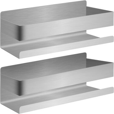 Полиця для душу Joejis з нержавіючої сталі, самоклеюча 3M, без свердління, настінна полиця для ванної кімнати, тримач для шампуню, чорна та полірована срібляста