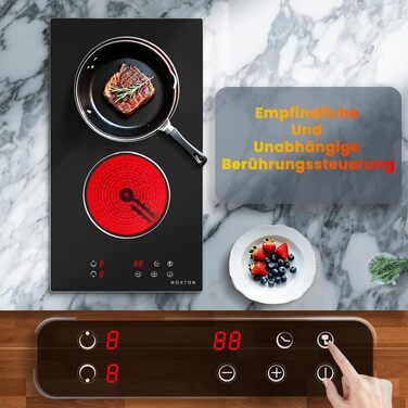 Плита електрична подвійна NOXTON 3200W з таймером та захистом від дітей - склокерамічна, портативна для кухні, кемпінгу