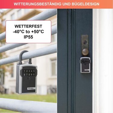 Розумний Bluetooth сейф-бокс для ключів Master Lock зі захистом військового стандарту, вуличний кодовий замок, 12.7 x 8.3 x 5.9 см