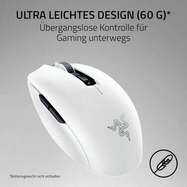 Ігрова бездротова миша Razer Orochi V2 HyperSpeed та Bluetooth, оптичний сенсор 18K DPI, 60 г, біла