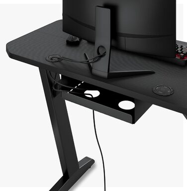 SENSE7 ігровий стіл Nomad Basic 100x50 см, комп'ютерний стіл з гачком для навушників, підсклянником, тримачем для контролера, карбонове покриття, ергономічний стіл для геймерів