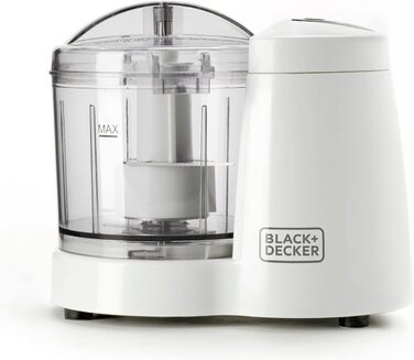 Подрібнювач Black+Decker BXCH120E, 120 Вт, 350 мл, 1 швидкість, нержавіючі леза, просте очищення, біло-сірий