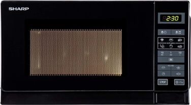 Мікрохвильова піч Sharp R742BKW 25 л з грилем, 900 Вт, чорна, LED-дисплей, 8 програм, дитячий захист, еко-режим
