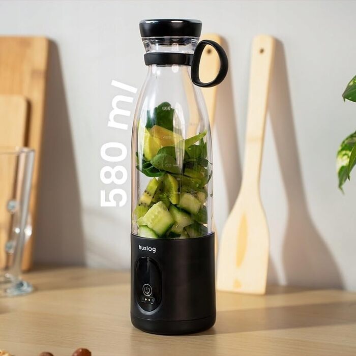 Блендер для смузі Philips Blend & Go 500W з пляшкою 600 мл, чорний - професійний блендер для коктейлів та протеїнових напоїв