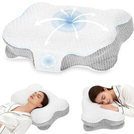 Подушка для шиї з піни Memory Foam, анатомічна для сну на боці, спині та животі, бежева