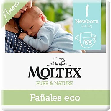 Екологічні підгузки Moltex Pure & Nature, розмір 1 (2-5 кг), 88 шт