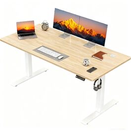 Електричний регульований стіл JUMMICO 130x60 см, бежевий - ергономічний стіл для роботи та навчання
