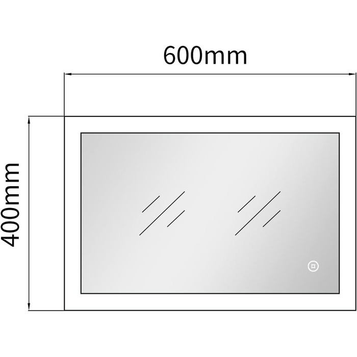 LED дзеркало для ванної кімнати з підсвічуванням 40x60 см, сенсорне керування, 3 кольори світла, IP67, енергозберігаюче A++
