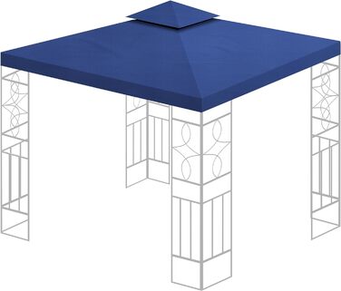 Заміна даху для павільйону 3x3 м, 340 г/м², синій, водонепроникний, посилене ПВХ покриття