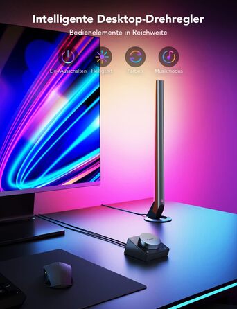 Ігровий світлодіодний світильник Govee RGBIC 42 см із Wi-Fi, музичний синхронізатор, 60+ режимів, для ПК, монітора й телевізора, керування через додаток, Alexa та Google Assistant