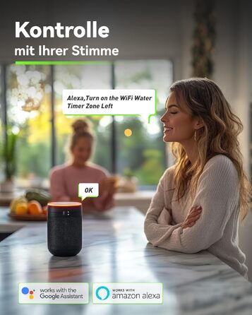 Таймер поливу RainPoint WiFi 2 канали з антенним шлюзом, латунним входом, керуванням через додаток та голосовий помічник, IP65. Автоматична система поливу для саду, 2 зони, 6 графіків