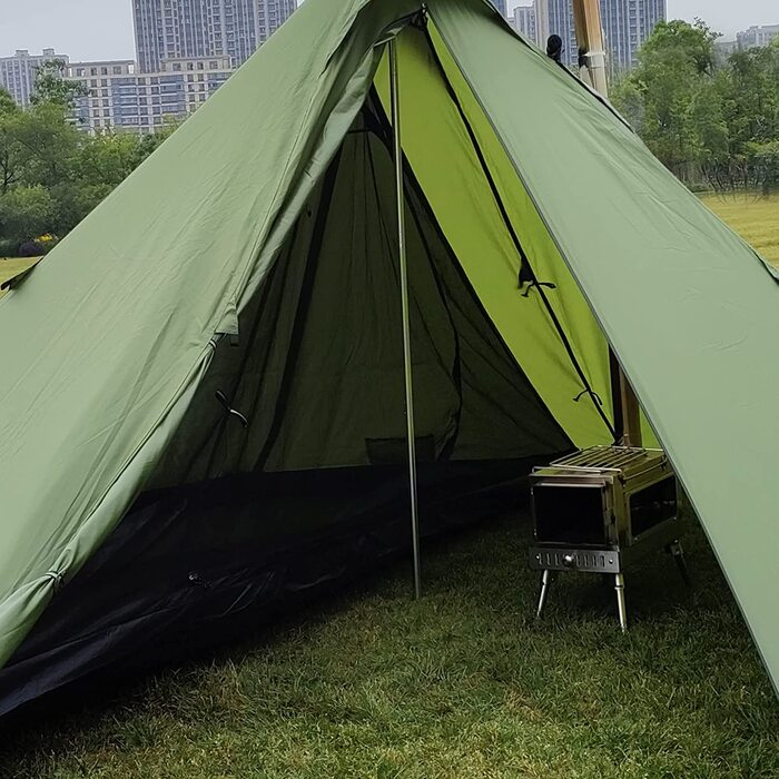 Ультралегкий намет Longeek Tipi для 1-4 осіб, водонепроникний кемпінговий тент з москітною сіткою, для сімейного відпочинку, 4 сезони, з місцем для печі