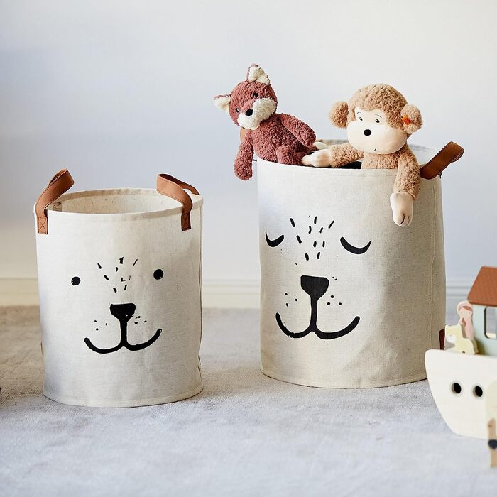 Набір преміум кошиків для зберігання LOVE IT STORE IT, 2 шт, тканинні, бежеві, з ручками та малюнком, для дитячої кімнати, 2 розміри