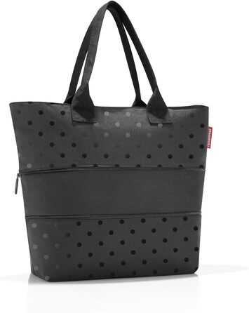 Сумка-шопер Reisenthel Shopper E1 - велика містка сумка для покупок, чорний колір, глянцевий принт Dots