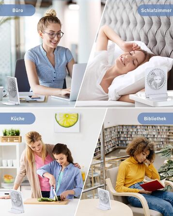Портативний USB вентилятор TriPole з акумулятором 2000mAh, 3 швидкості, тихий (30дБ), регульований кут 80°, для офісу, подорожей, білий