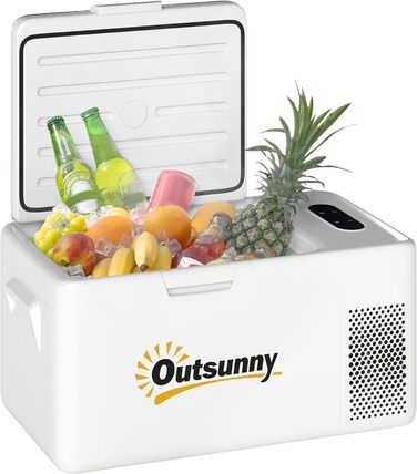 Електрична термохолодильник Outsunny 16.8 л з LED, 12/220V для авто, кемпінгу, кремово-білий