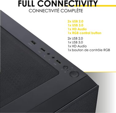 Корпус для ігрового ПК EMPIRE GAMING Sapphire ARGB, середній Tower ATX/Micro-ATX/ITX, бокова панель із загартованого скла, 3 вентилятори 120 мм ARGB, MB Sync, чорний