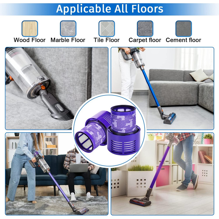 Фільтр для пилососа Dyson V10 (3 шт) Rebirthcare, змінний HEPA-фільтр для Cyclone V10 Animal/Absolute/Motorhead/Total Clean, бездротовий, заміна DY-969082-01