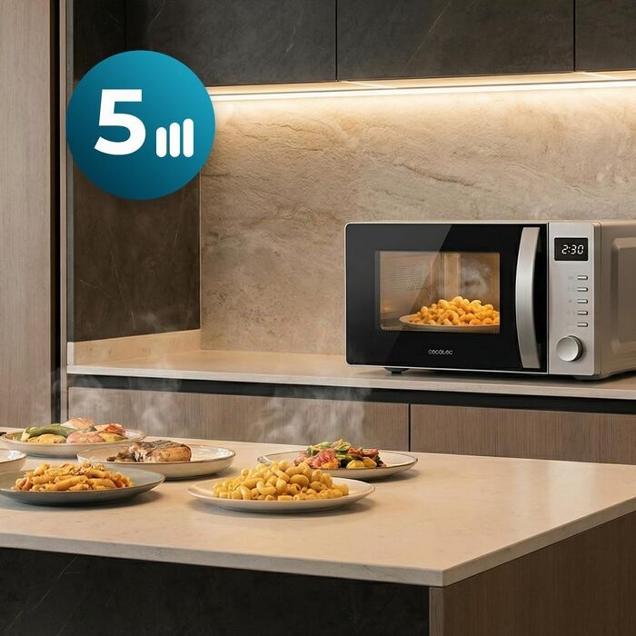 Мікрохвильова піч Cecotec Proclean 5105 Silver 20л з грилем, технологією 3DWave та функцією розморожування, сіра
