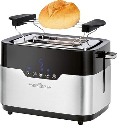 Тостер ProfiCook PC-TA 1170 з сенсорним управлінням, 2 скибки, підігрів булочок, 7 ступенів підсмажування, нержавіюча сталь, чорний