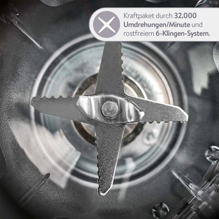 Hochleistungsmixer SPRINGLANE Hanno – блендер для приготування смузі, 2000 Вт, 32000 об/хв, самоочищення, збірник рецептів та насадка-стійка, антрацит