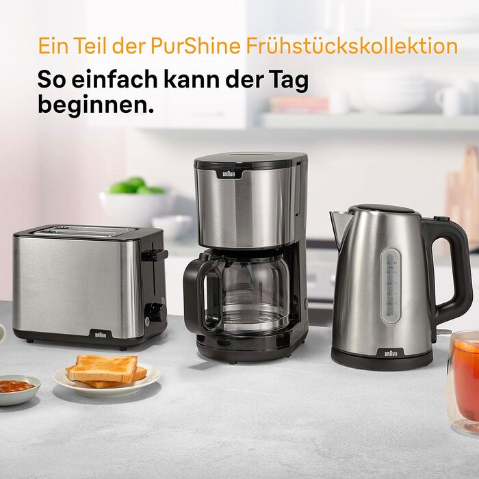 Кавоварка Braun PurShine KF 1500 BK, фільтраційна, скляний глечик 10 чашок, OptiBrew, авто-вимкнення, 1000 Вт, чорна