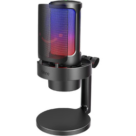 FIFINE USB мікрофон для ПК, геймінгу, стрімінгу, подкастів, студії, з RGB-підсвіткою, вимикачем звуку, виходом для навушників і поп-фільтром, сумісний з PS4, PS5, Mac