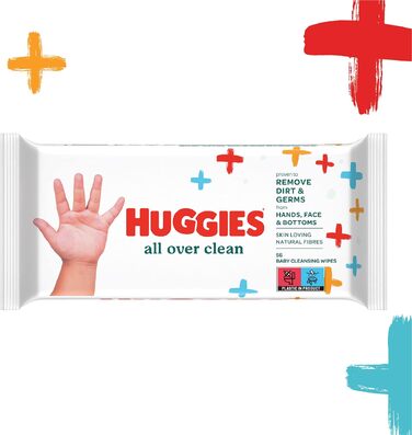 Вологі серветки для дітей Huggies All Over Clean, 10 паків по 56 шт (загальна кількість 560 шт), набір на місяць
