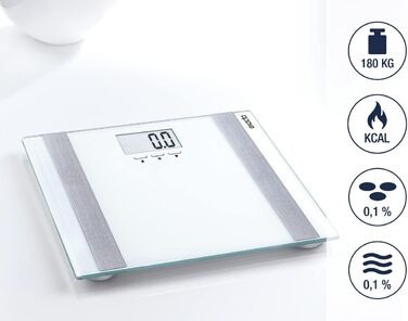 Цифрова вага для людей Exacta Deluxe з LCD-дисплеєм, вимірюванням ваги, жиру, води, м'язів і калорій, автоматичне ввімкнення/вимкнення