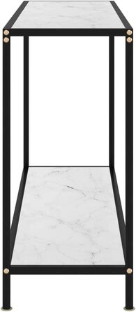 Консольний стіл vidaXL білий 120x35x75 см, загартоване скло, сталева рама, для передпокою, вітальні, туалетний, настінний