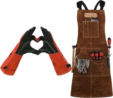 Фартух із буйволячої шкіри для грилю та кухні Black Forest Fox® ROUGH SET з тримачем для напоїв Holly Holster (для пляшок, банок, чорний)