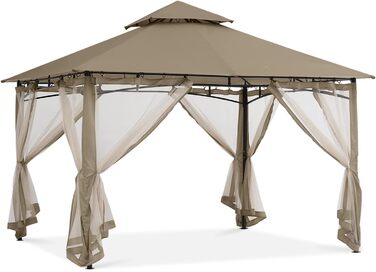 Павільйон садовий ABCCANOPY 2.5x2.5м Водонепроникний, зимовий, з подвійним дахом, сірим (з москітною сіткою)
