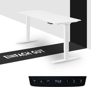 Електричний стіл boho office Homedesk Eco 130x60 см, білий, з регулюванням висоти, 2 мотори, USB, захист від зіткнень