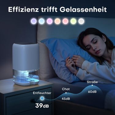 Електричний осушувач повітря 1000 мл з LED-підсвіткою, компактний, тихий та ефективний для дому, ідеальний для ванної кімнати та шафи