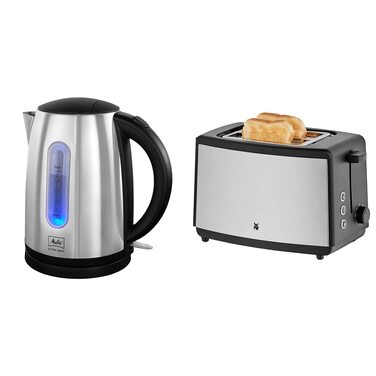 Чайник електричний Melitta Prime Aqua 1.7л нержавіюча сталь, 2200 Вт + Тостер WMF Bueno Edition нержавіюча сталь, 2 відділення, 800 Вт