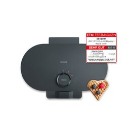 Вафельниця SEVERIN Black Line WA 2117 для сердечок, антипригарне PFAS-free покриття, 1000 Вт, чорний/нержавіюча сталь