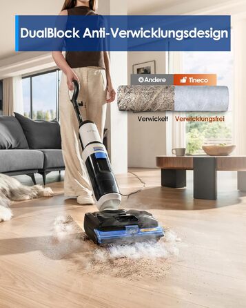 Tineco Floor One S6 Stretch Steam: Волого-сухий пилосос для твердих підлог з функцією пари, 22000 Па, Anti-Tangle, Flashdry 85°C, 50 хв роботи, для шерсті тварин