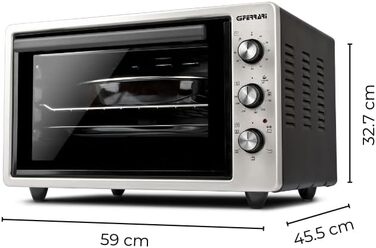 Електродуховка G3 Ferrari Rostò 58 з рожном, 58 літрів, до 300°C, сіро-чорна
