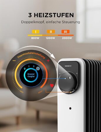 Масляний радіатор Midea NY2311-24UR, 2300Вт, 9 секцій, з пультом ДК, LED-дисплеєм та сенсорним керуванням, чорний