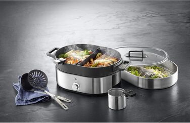 WMF Küchenminis 220 Вт: Міні-пароварка з контейнером для ланчу, компактний, Cromargan® матовий (Пароварка та Hot Pot)