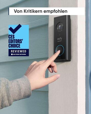 Eufy Security відеодзвінок бездротовий, 2K HD, з камерою, розпізнаванням людей, аудіо, без підписки, легка установка (потрібна HomeBase 2)