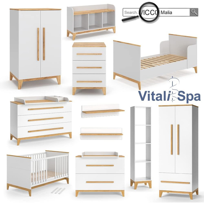 Комод VitaliSpa Malia, білий/дуб, 60x88 см