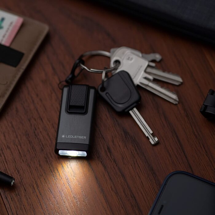 Ліхтарик-брелок Ledlenser K6R, 400 люмен, акумуляторний, USB-A, з червоним світлом, сірий